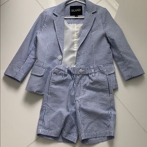 E Land Boys Seer Sucker shorts suit